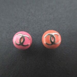03C CHANEL Coco Mark Stud Earrings, Pink x Orange, Women's